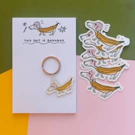 NEW! Banana Dog Keychain