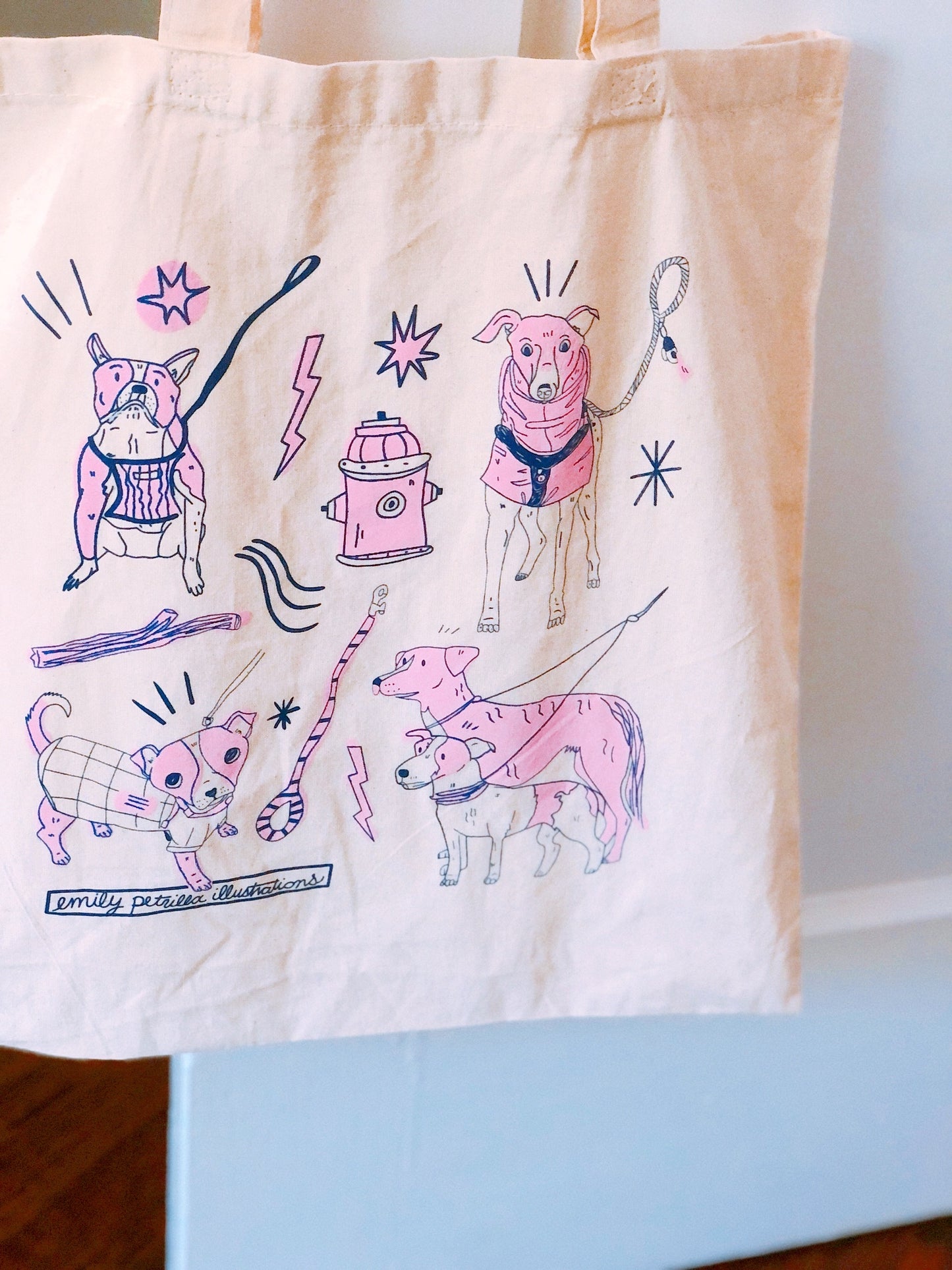 Dog Walks Tote Bag (now in PINK!)