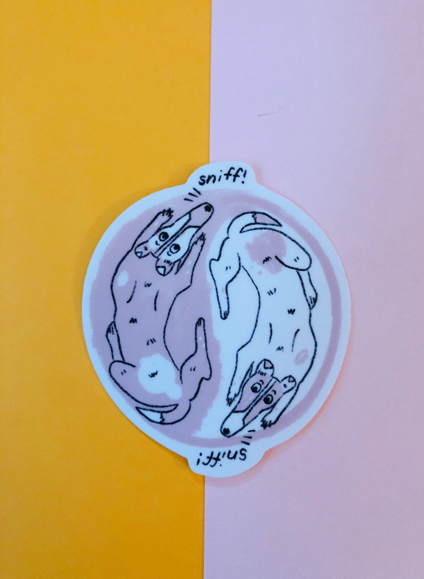 Balance Butt Sniffing Dogs Sticker