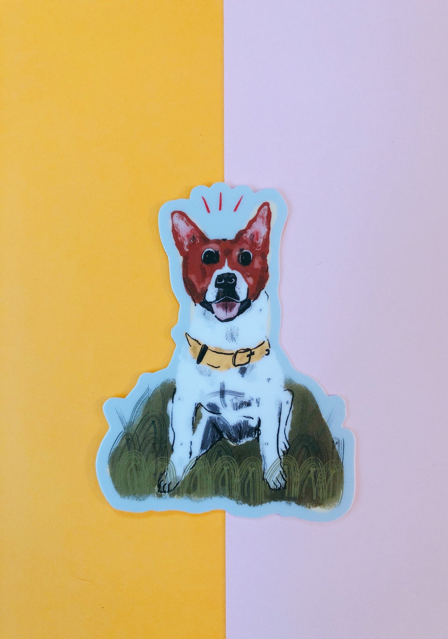 Cute Dog in Grass Sticker