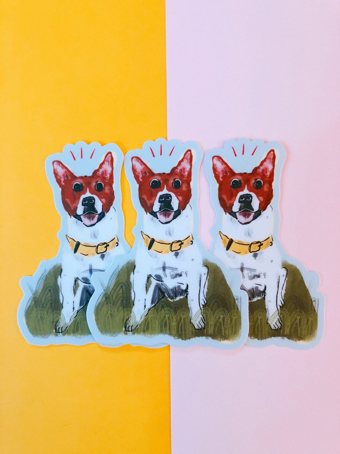 Cute Dog in Grass Sticker