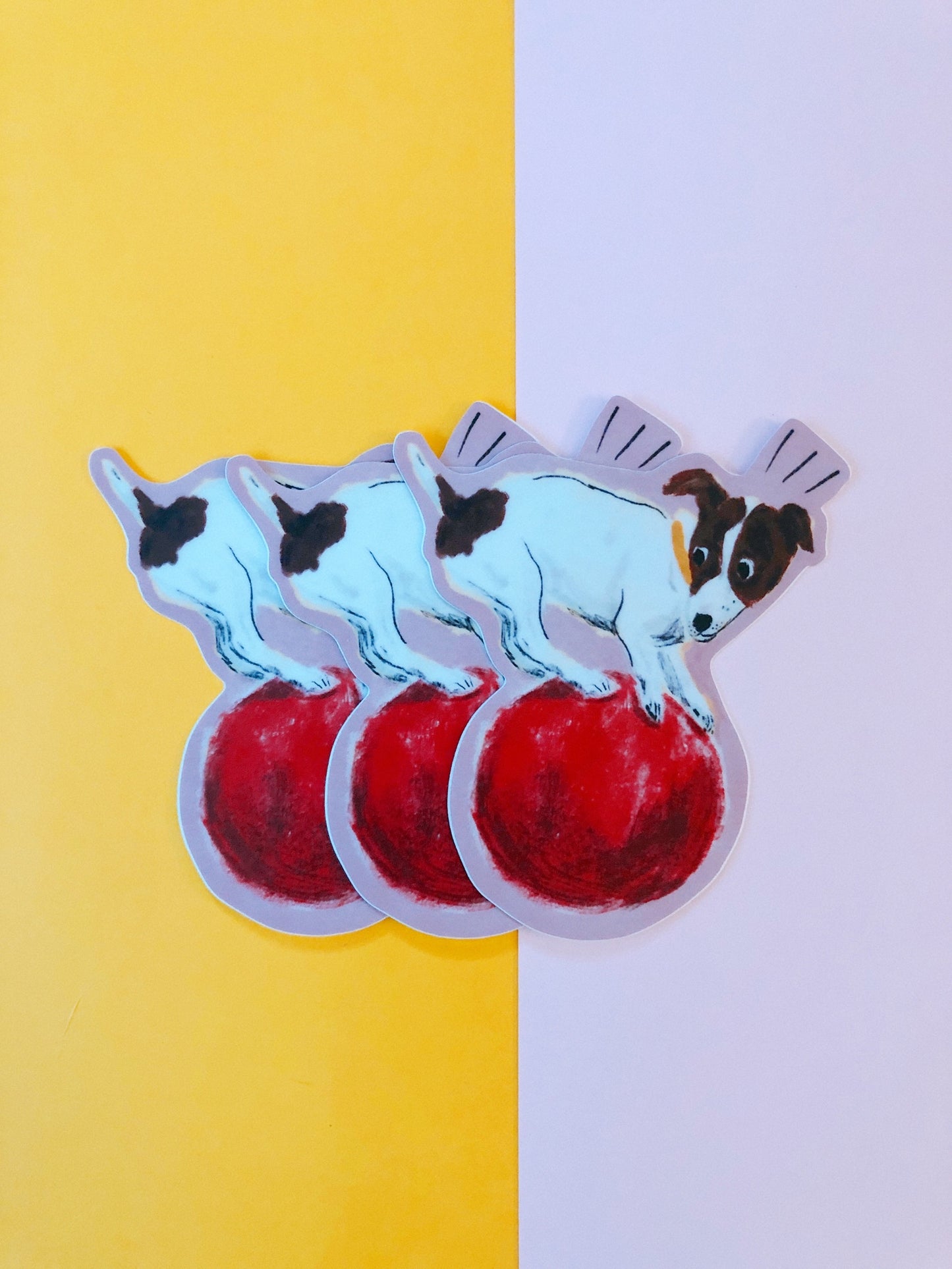 Cute Dog on Ball Jack Russell Sticker