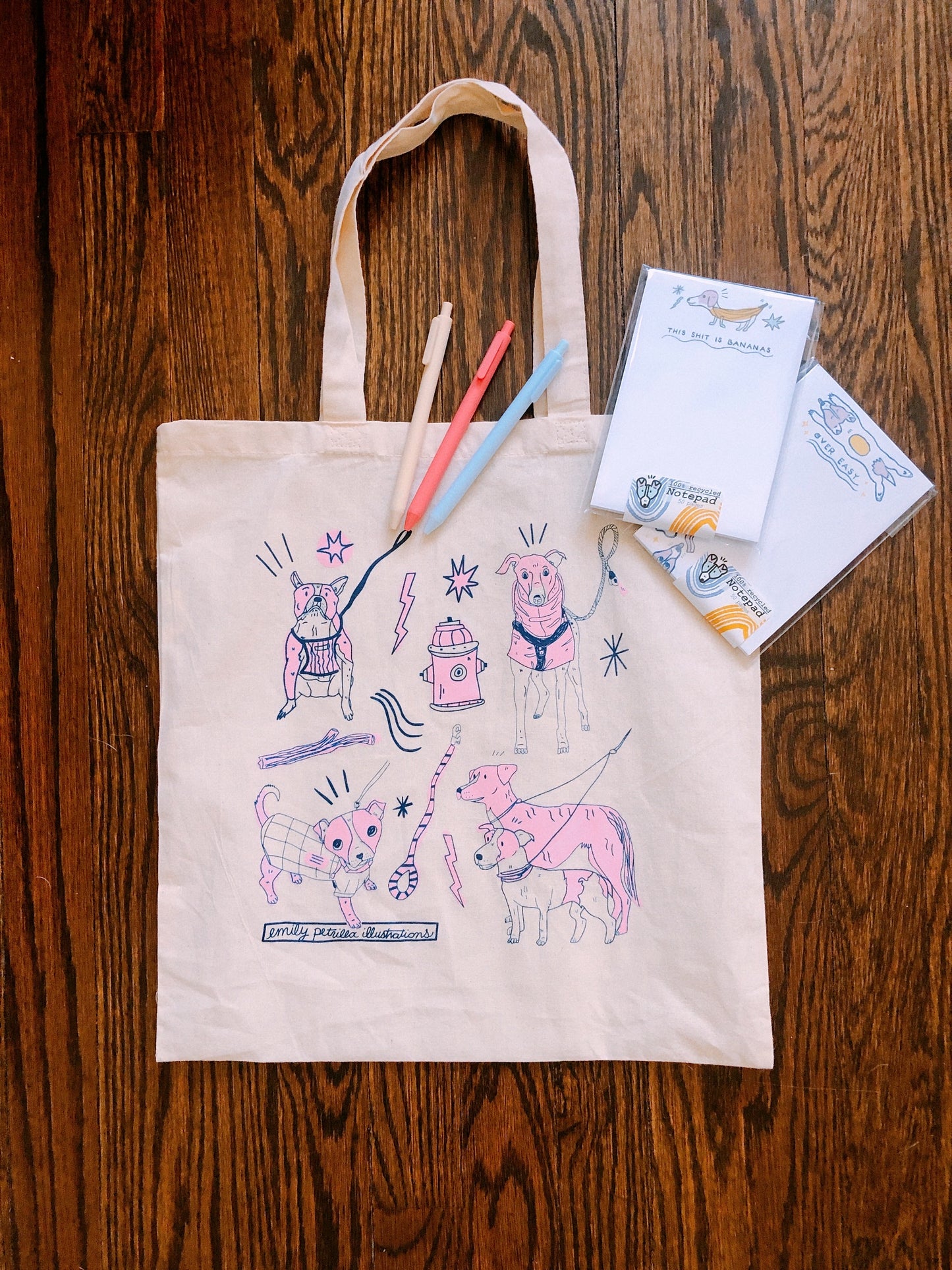 Dog Walks Tote Bag (now in PINK!)