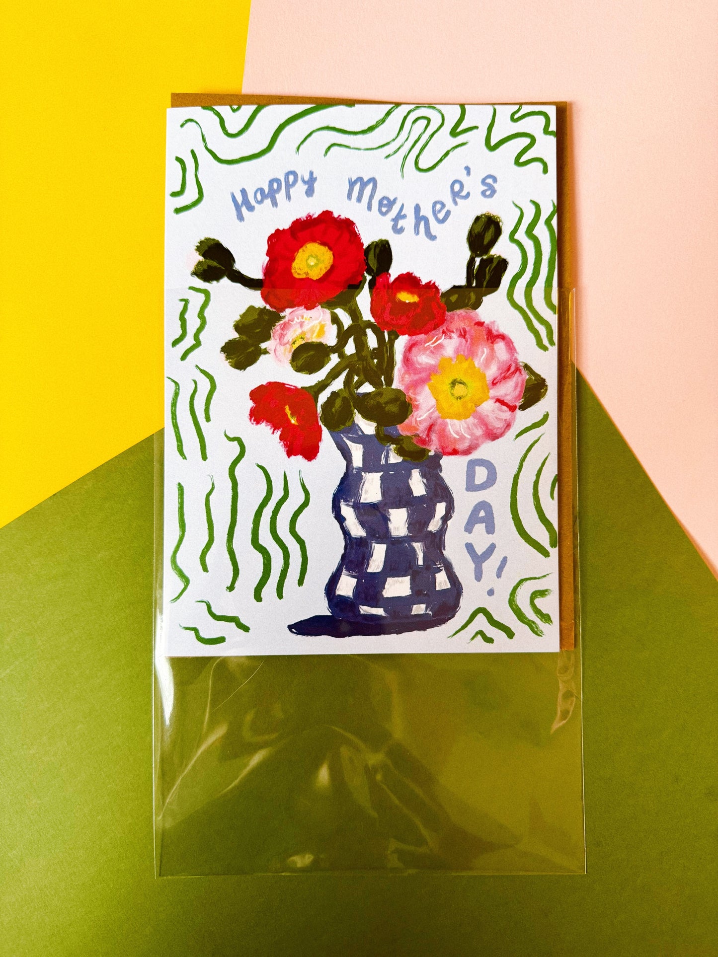 Floral Grid Vase Mother's Day Card