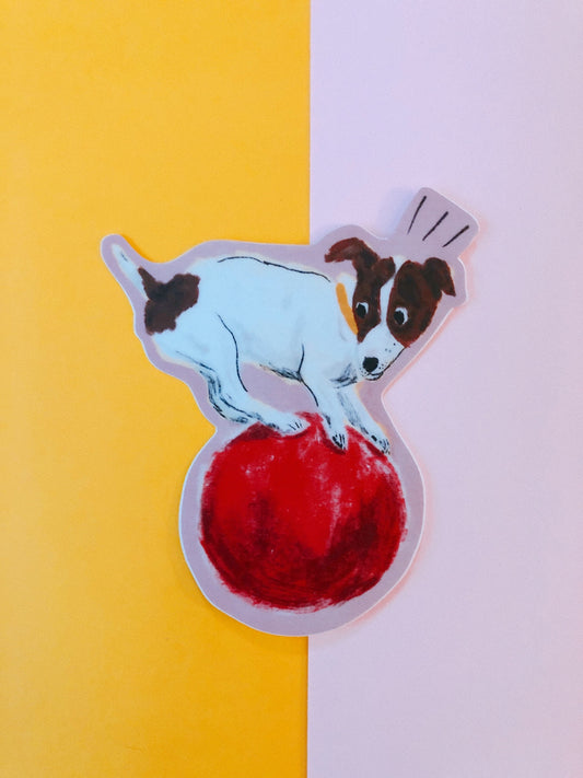 Cute Dog on Ball Jack Russell Sticker